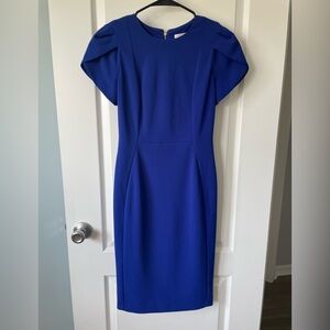Blue Calvin Klein tulip sleeve dress